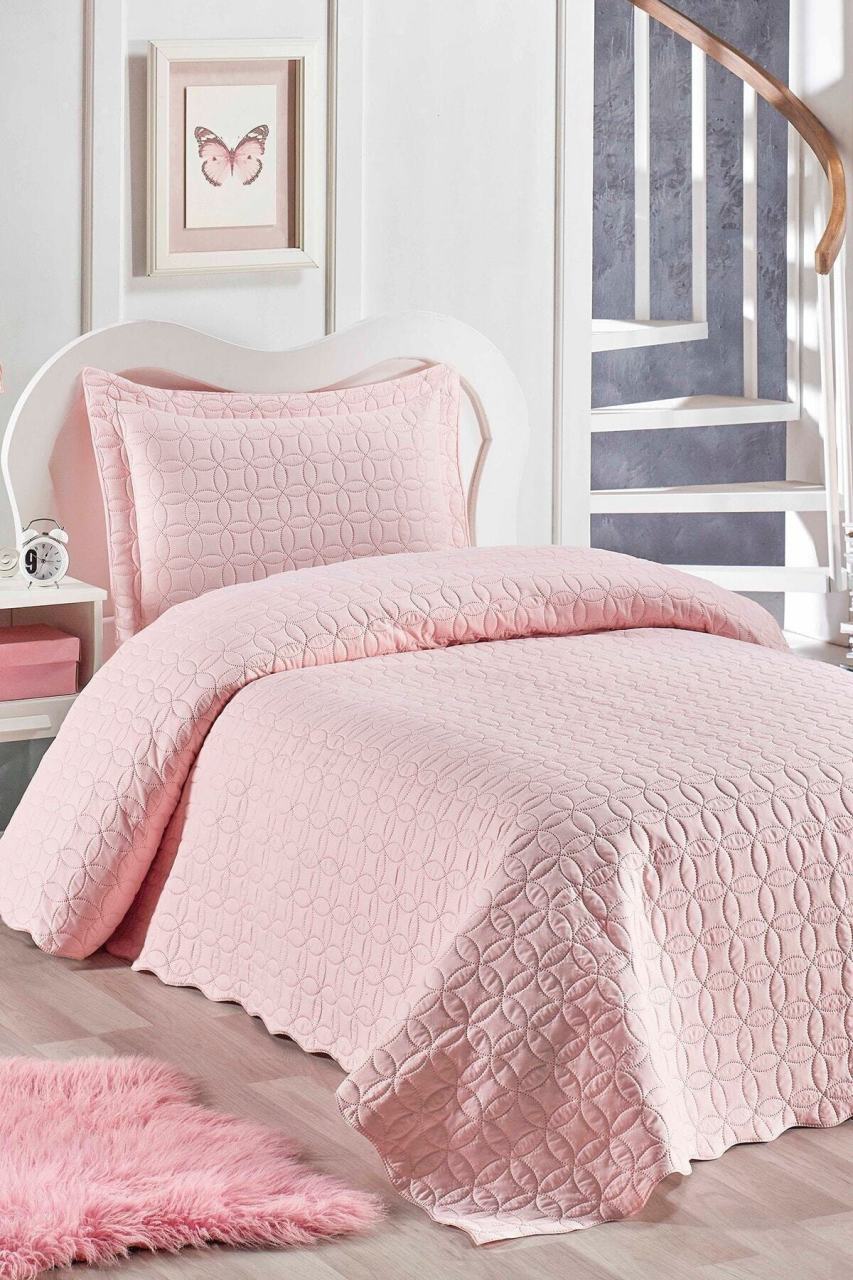 Tek Kişilik Microfiber Yatak Örtüsü Pudra