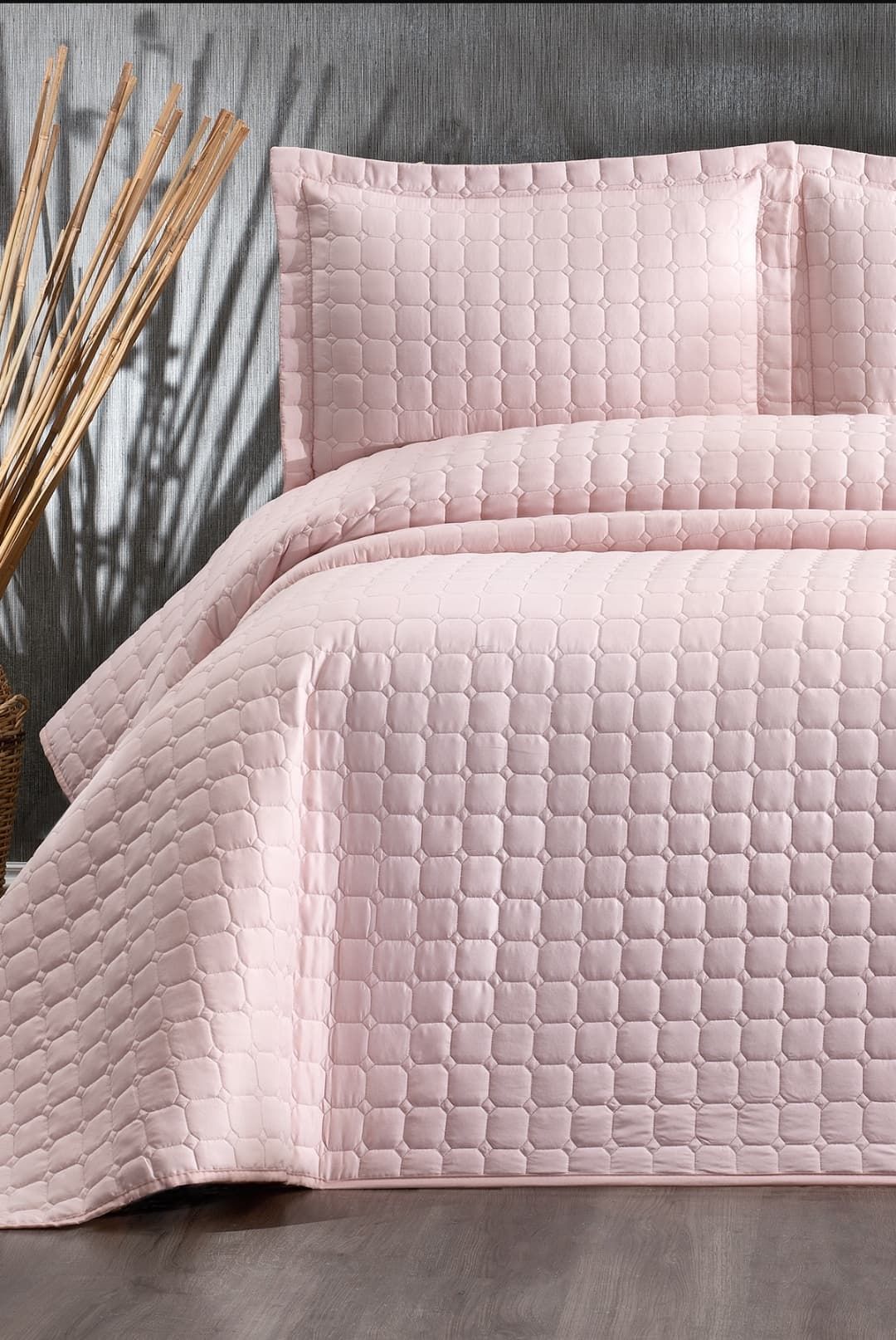 Estiva Çift Kişilik Yatak Örtüsü Takımı  Pudra