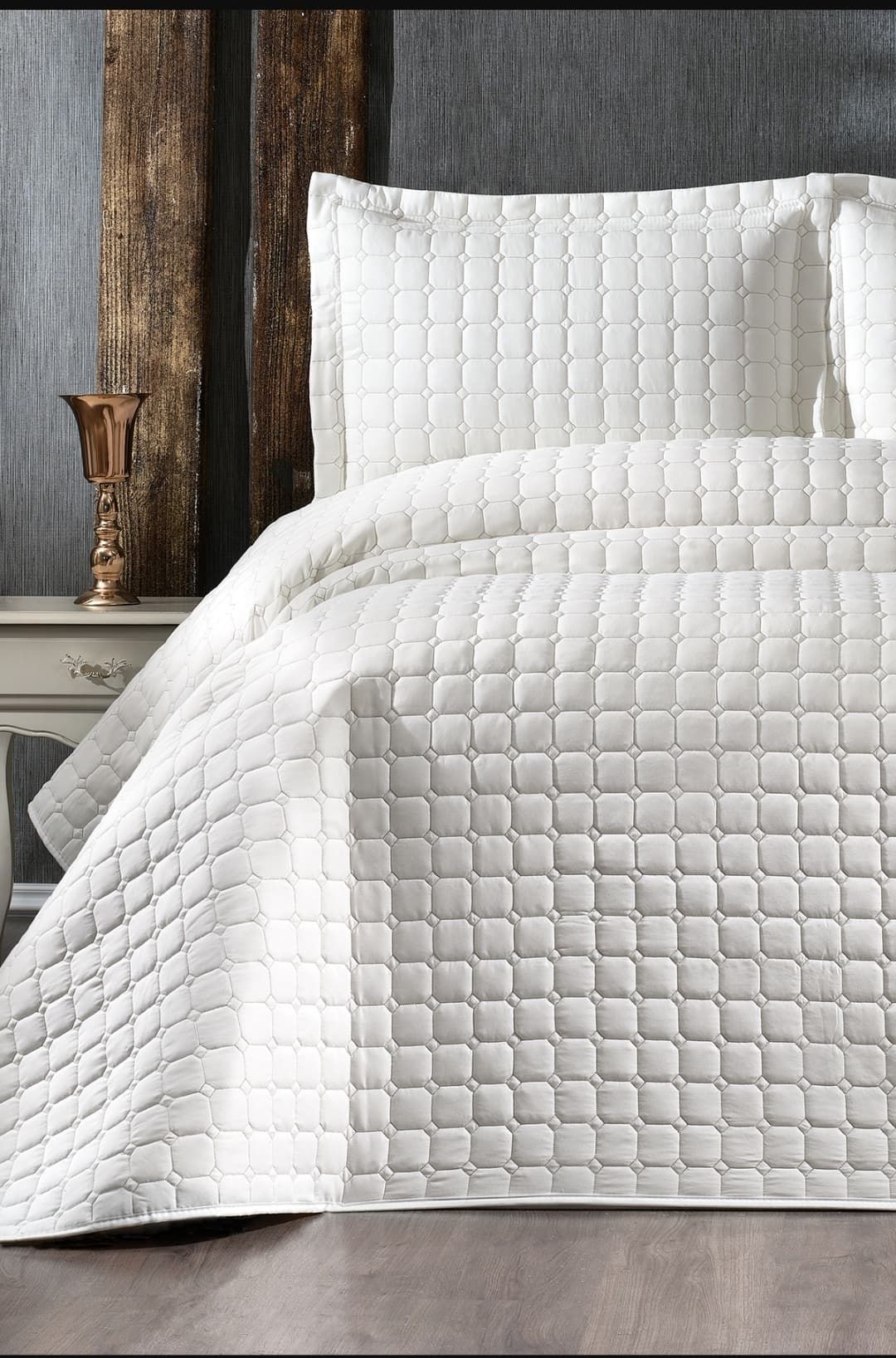 Estiva Çift Kişilik Yatak Örtüsü Takımı  Krem