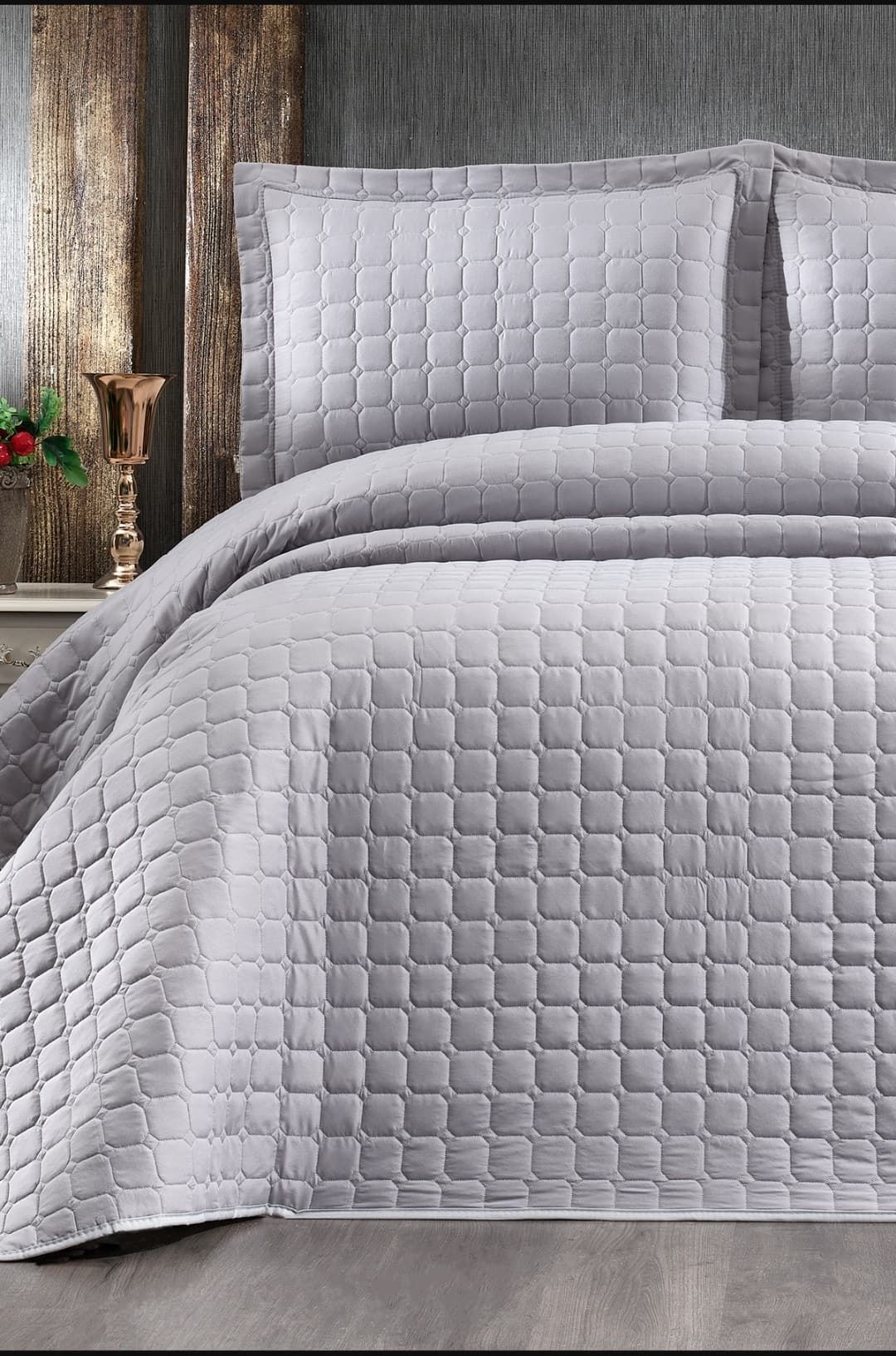 Estiva Çift Kişilik Yatak Örtüsü Takımı Gri