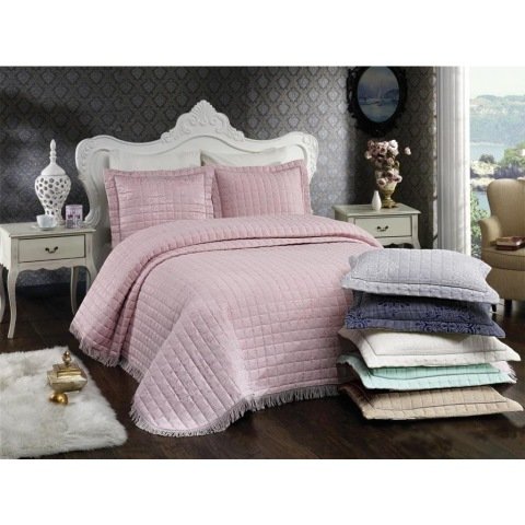 Çift Kişilik Juliet Jakar Desen Yatak Örtüsü 6 Renk Gri