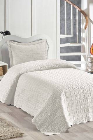 Tek Kişilik Microfiber Yatak Örtüsü Krem