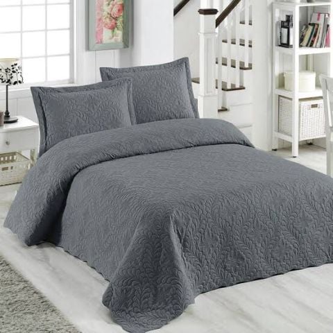 Çift Kişilik Microfiber Yatak Örtüsü Takımı Antrasit