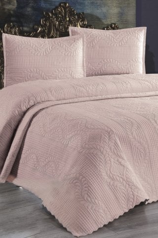 Çift Kişilik Micro Pamuk Yatak Örtüsü Takımı Pudra