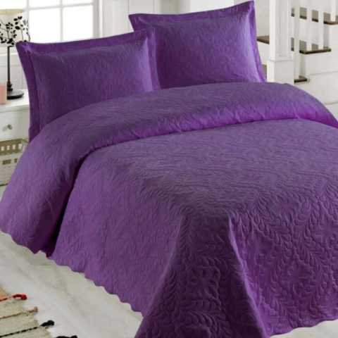 Çift Kişilik Microfiber Yatak Örtüsü Takımı Mor